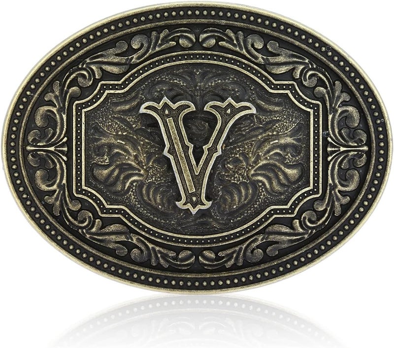 Fibbadet Store Belt Buckles Men Initial Letters A-Z Western Rodeo Cowboy Cowgirl Belt Buckle for Men Boys Halloween Birthday Party - Image 1